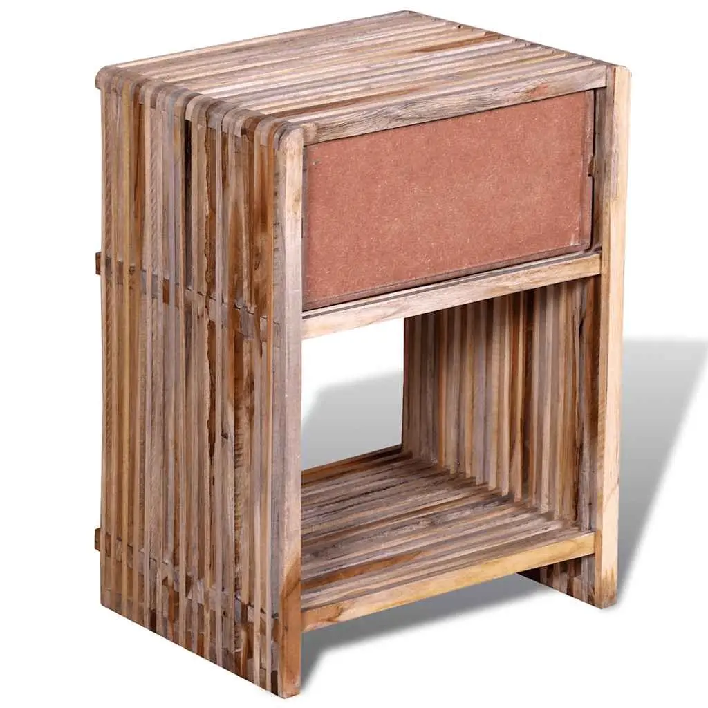 Bedside Table Bedroom Brown Wooden Nightstand with Drawer Storage
