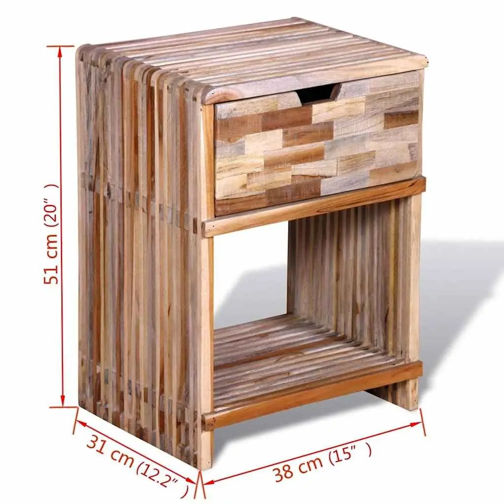 Bedside Table Bedroom Brown Wooden Nightstand with Drawer Storage