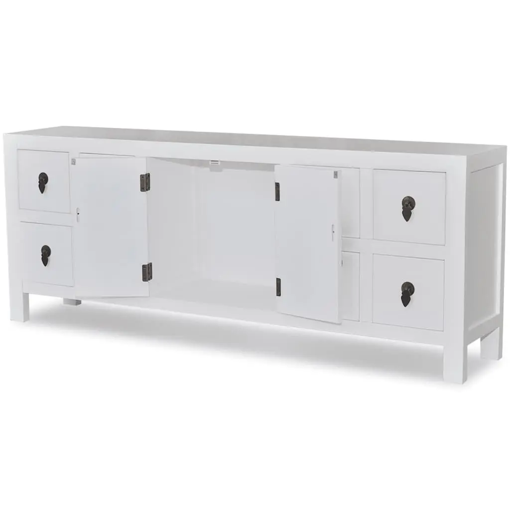 Wooden Sideboard for Bedroom Study or Hallway White Asian Style 8 Drawers 2 Doors