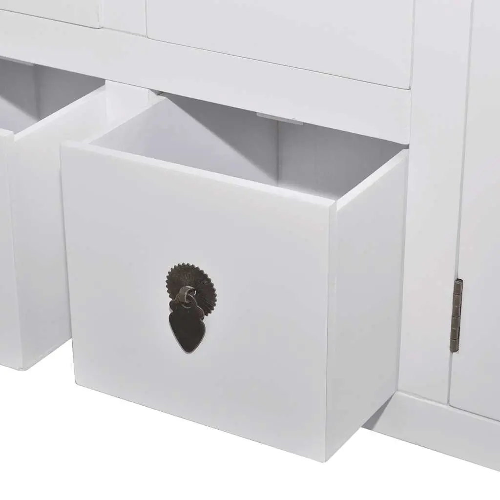 Wooden Sideboard for Bedroom Study or Hallway White Asian Style 8 Drawers 2 Doors