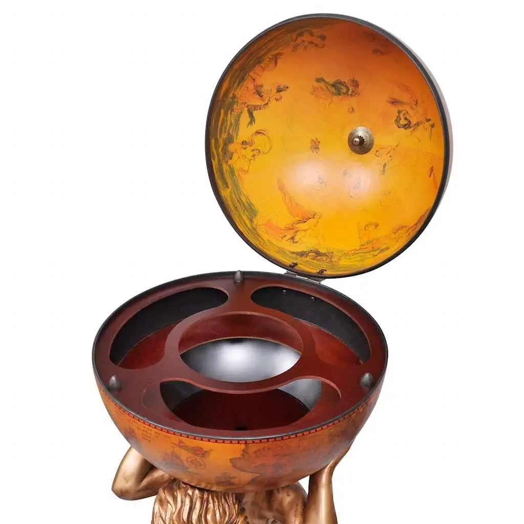 Globe Wine Bar Cabinet Atlas Design Brown Storage Organizer Decorative Display