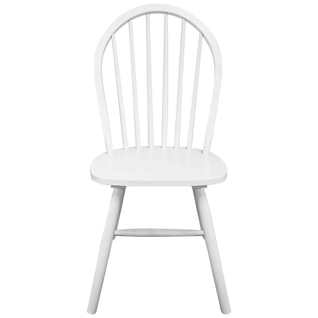 Dining Chairs Kitchen Room Set of 4 White Rounded Backrest Rubber Wood