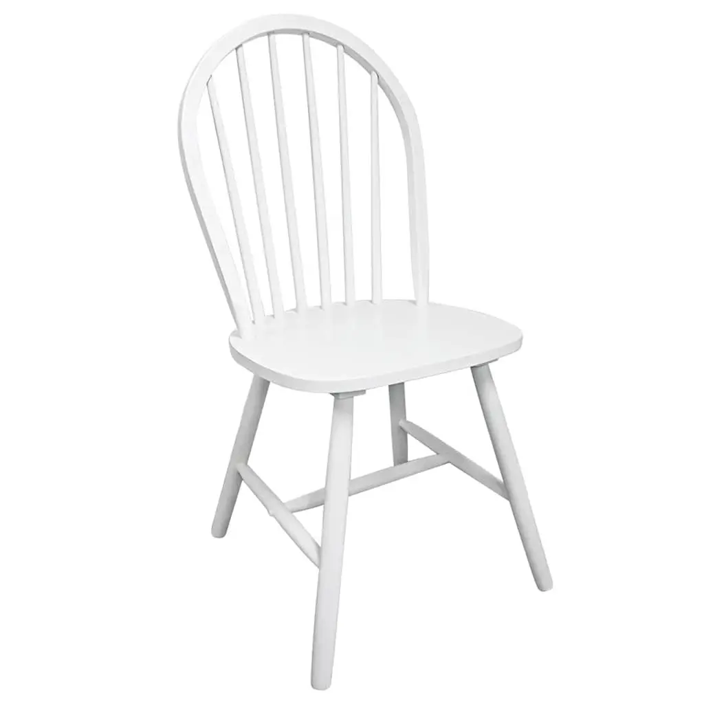 Dining Chairs Kitchen Room Set of 4 White Rounded Backrest Rubber Wood