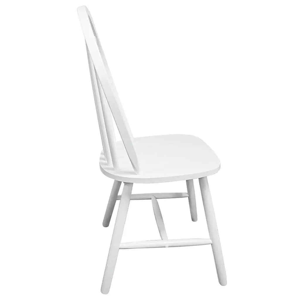 Dining Chairs Kitchen Room Set of 4 White Rounded Backrest Rubber Wood