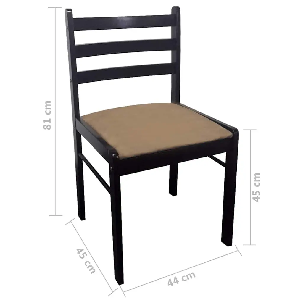 Dining Chairs for Kitchen or Dining Room Brown Rubberwood Padded Velvet Seat Set of 2