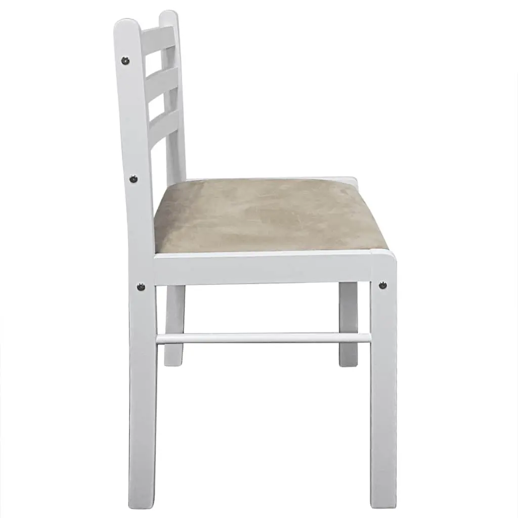 Dining Chairs Set 2 pcs White Solid Rubber Wood Padded Seat Kitchen Room