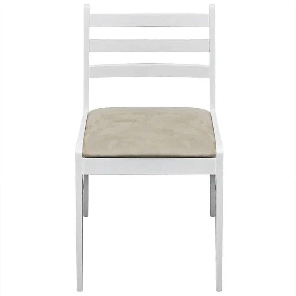 Dining Chairs Set of 4 White Kitchen Seating Rubberwood Padded Seat Backrest