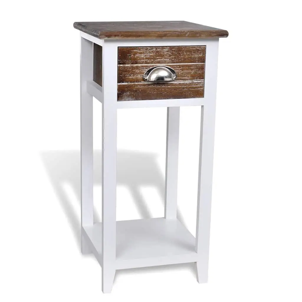Bedside Table with Drawer and Shelf