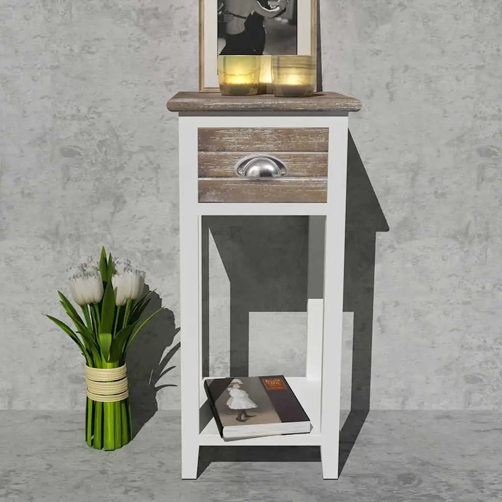 Bedside Table with Drawer and Shelf