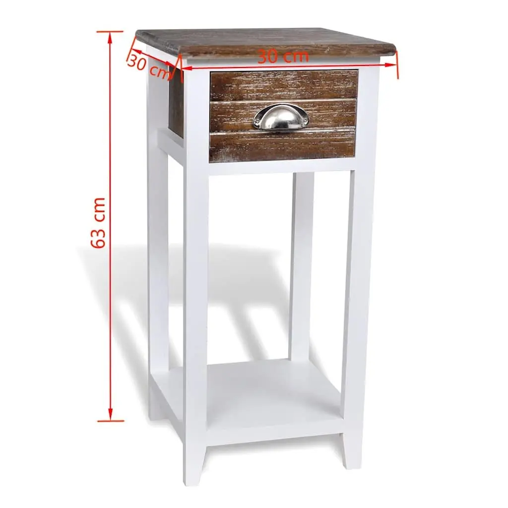 Bedside Table with Drawer and Shelf