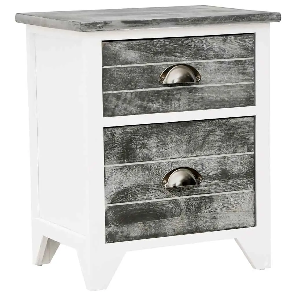 Bedside Tables Set 2 pcs for Bedroom Grey White Nightstand Cabinet with Drawers
