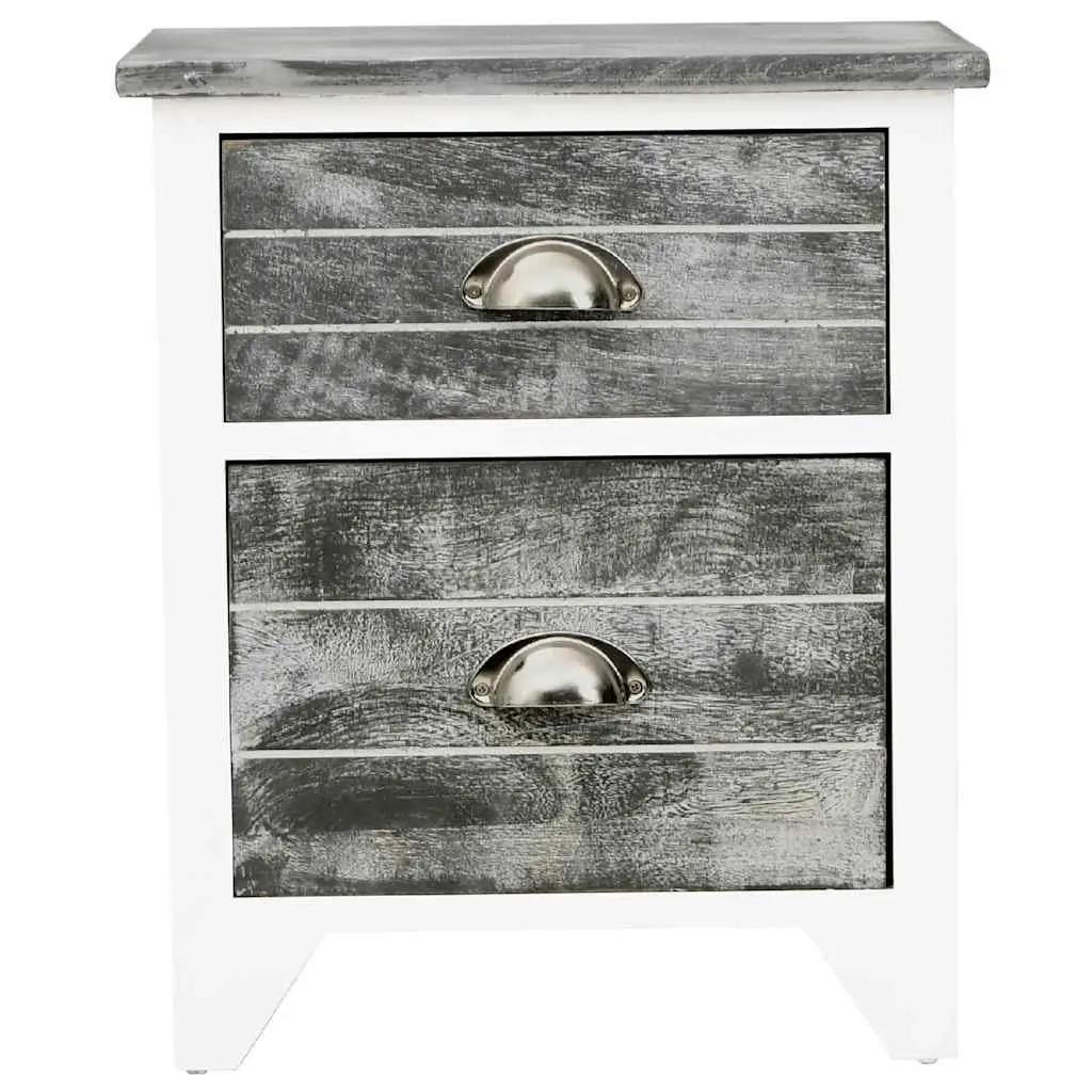 Bedside Tables Set 2 pcs for Bedroom Grey White Nightstand Cabinet with Drawers