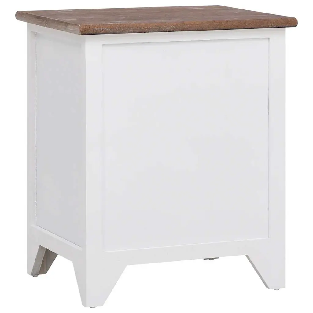 Bedside Nightstand Cabinets 2 Drawers Storage Tables Brown White Bedroom