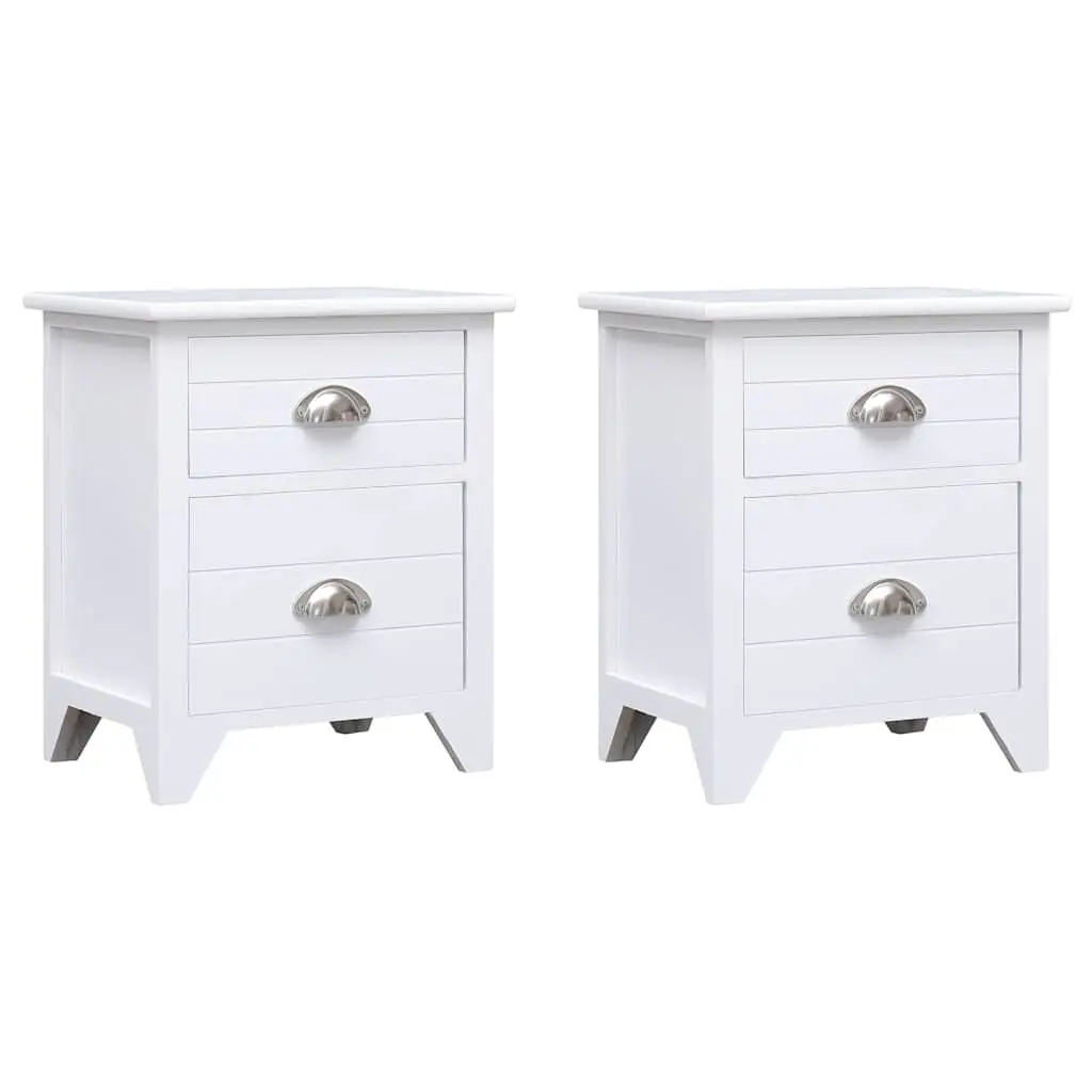 Bedside Tables Set of 2 White Nightstands with Drawers Storage for Bedroom