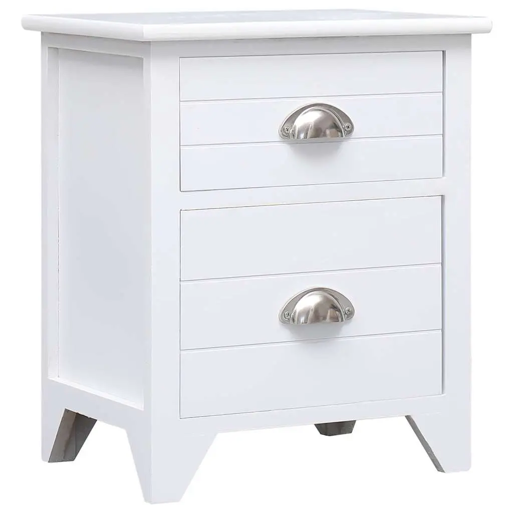 Bedside Tables Set of 2 White Nightstands with Drawers Storage for Bedroom