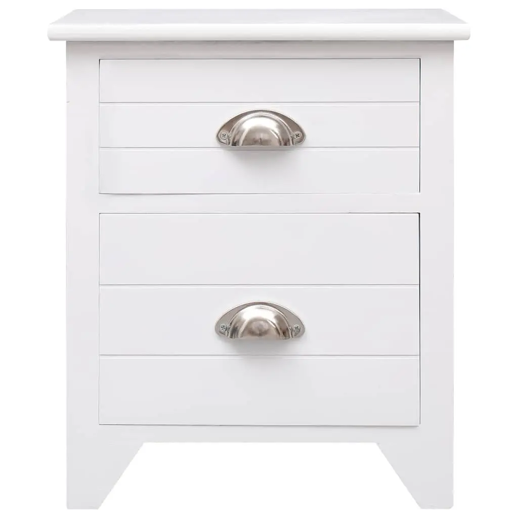 Bedside Tables Set of 2 White Nightstands with Drawers Storage for Bedroom