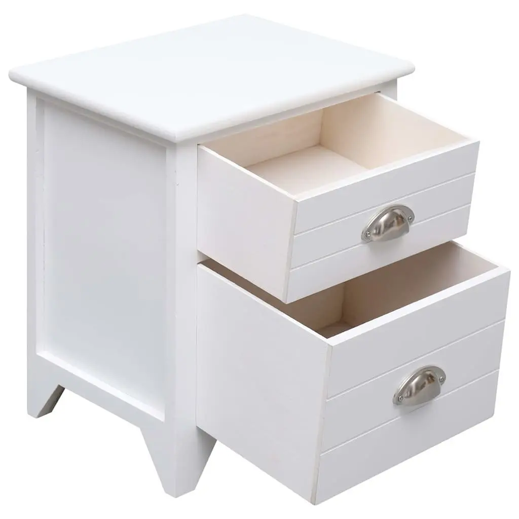 Bedside Tables Set of 2 White Nightstands with Drawers Storage for Bedroom