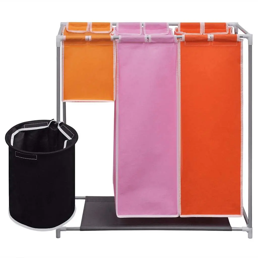 3-Section Laundry Sorter Hamper Multicolour Washing Bin Organiser Storage