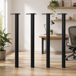 Black Table Legs, Adjustable Height 870mm - Set of 4