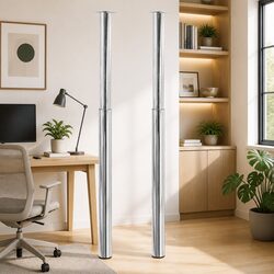 Set of 2 Chrome Telescopic Table Legs 710-1100 mm