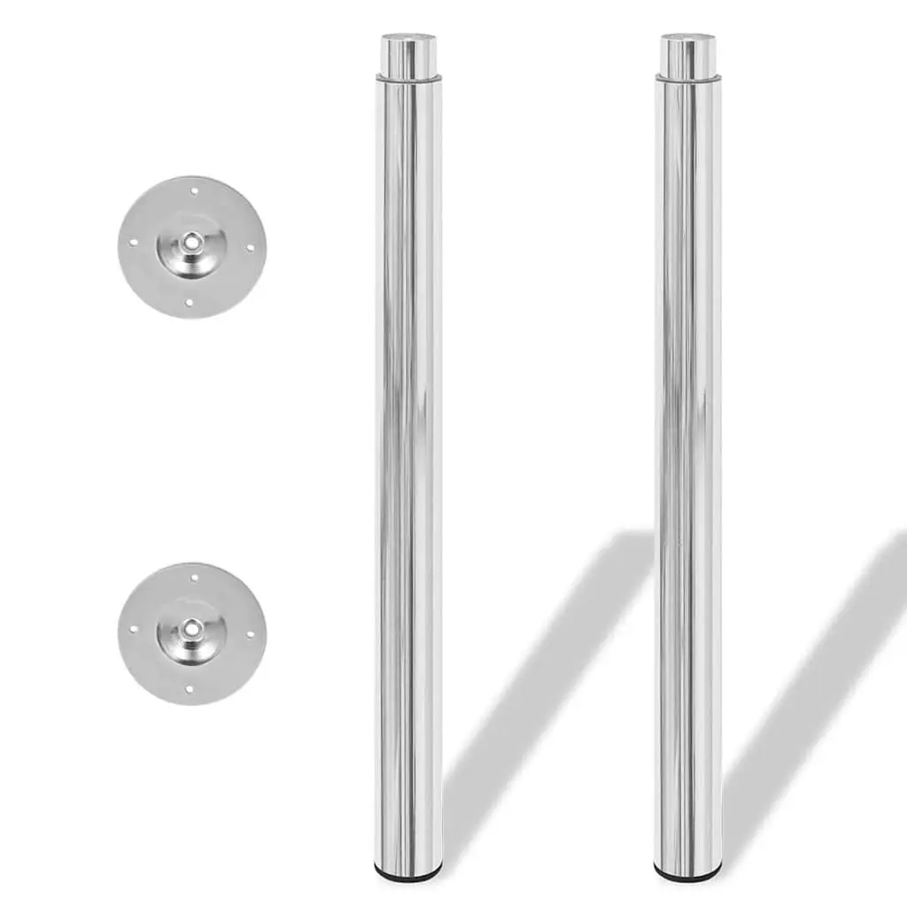 Telescopic Table Legs Adjustable for Tables and Desks 710mm to 1100mm Chrome Set of 2