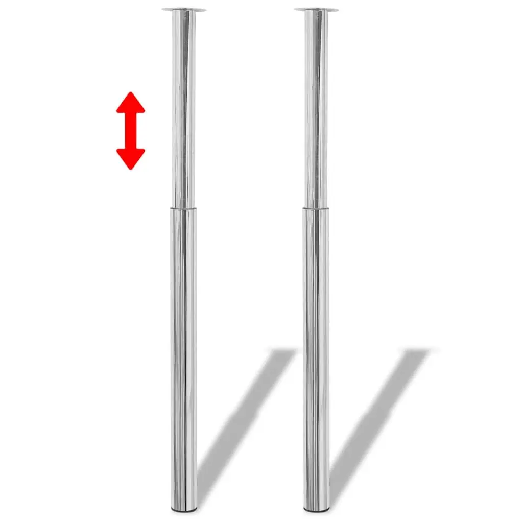 Telescopic Table Legs Adjustable for Tables and Desks 710mm to 1100mm Chrome Set of 2