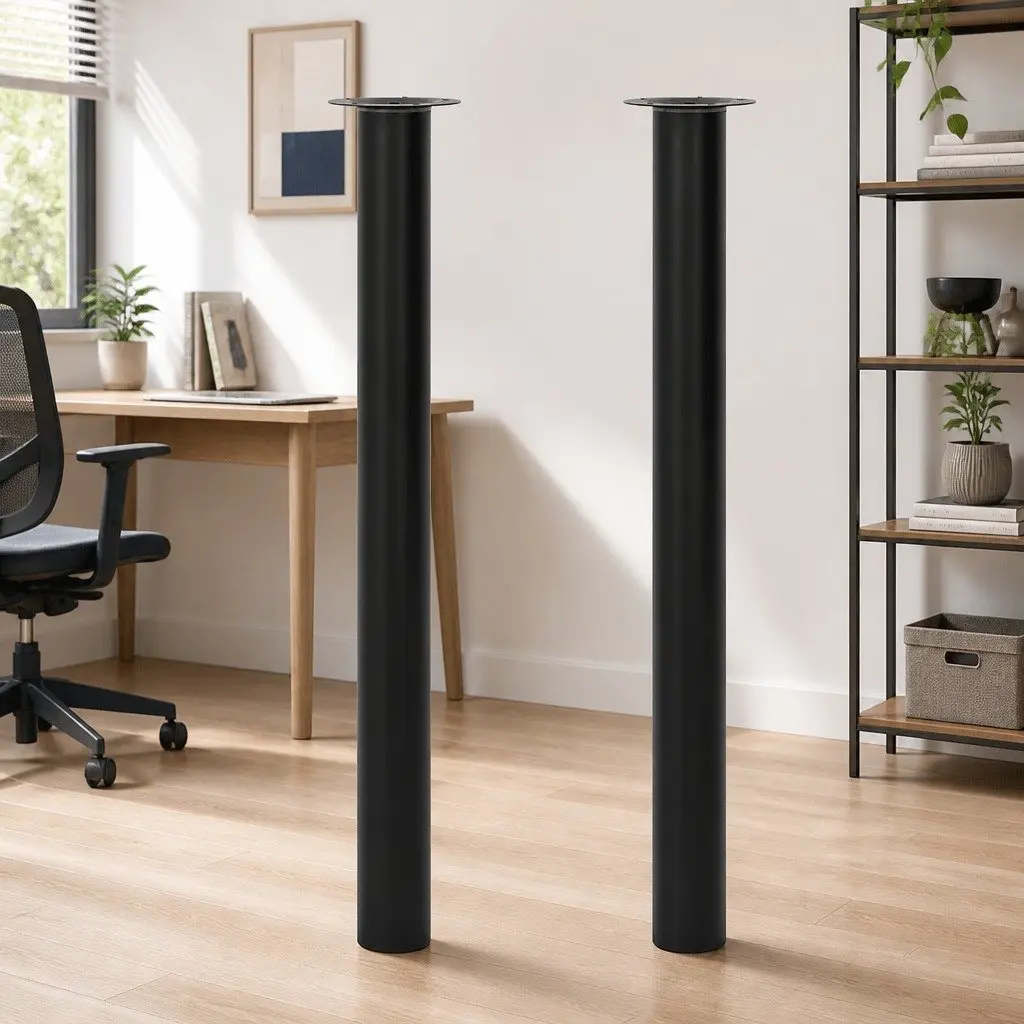 Adjustable Black Telescopic Table Legs Replacement Pair Height Range 710mm to 1100mm