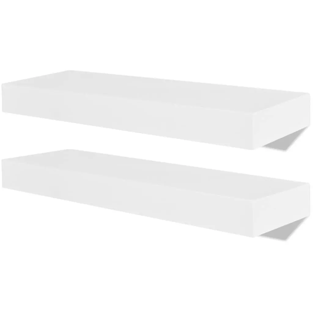 Set of 2 White MDF Floating Shelves