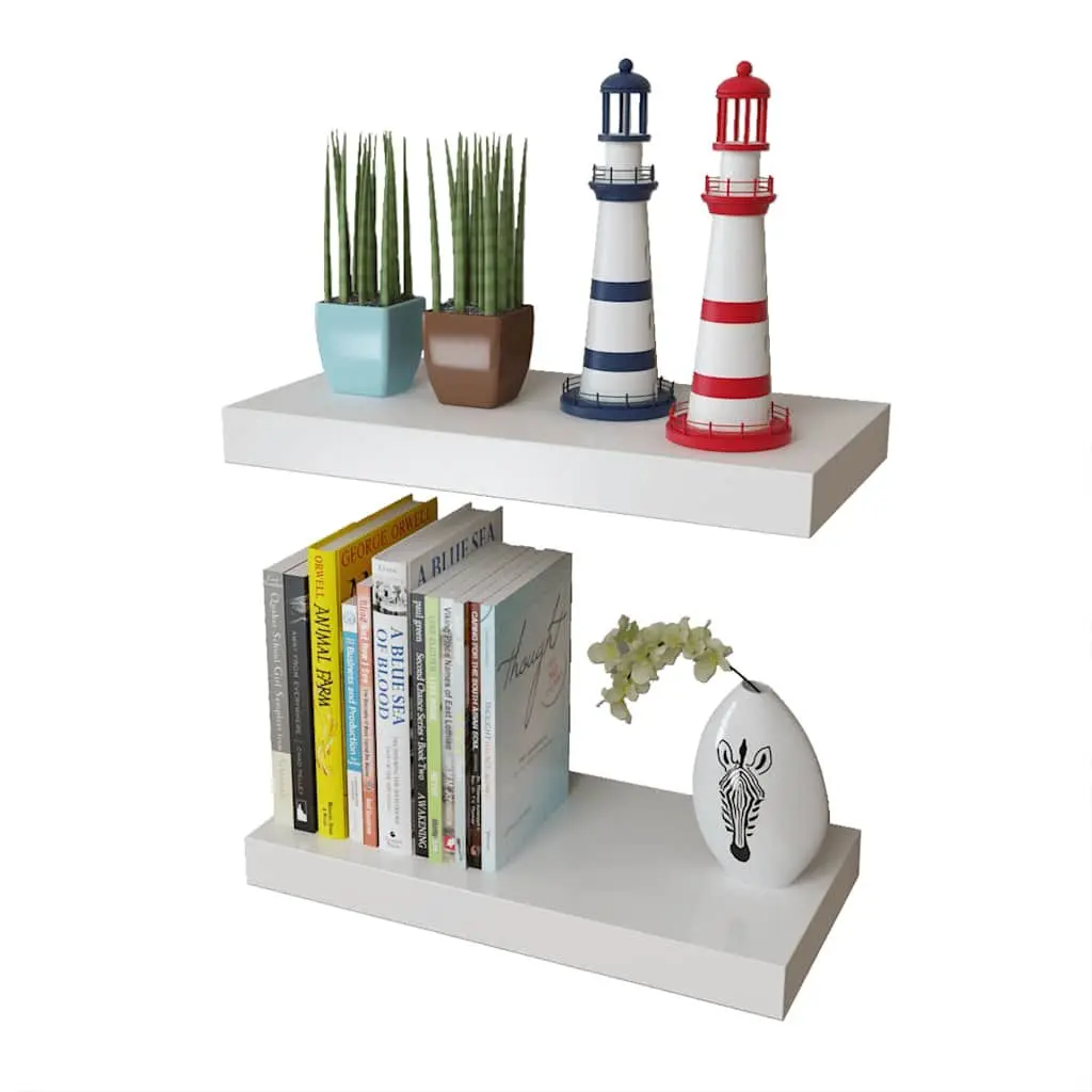 Set of 2 White MDF Floating Shelves