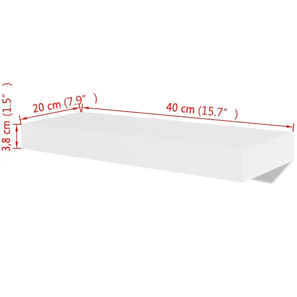 Set of 2 White MDF Floating Shelves