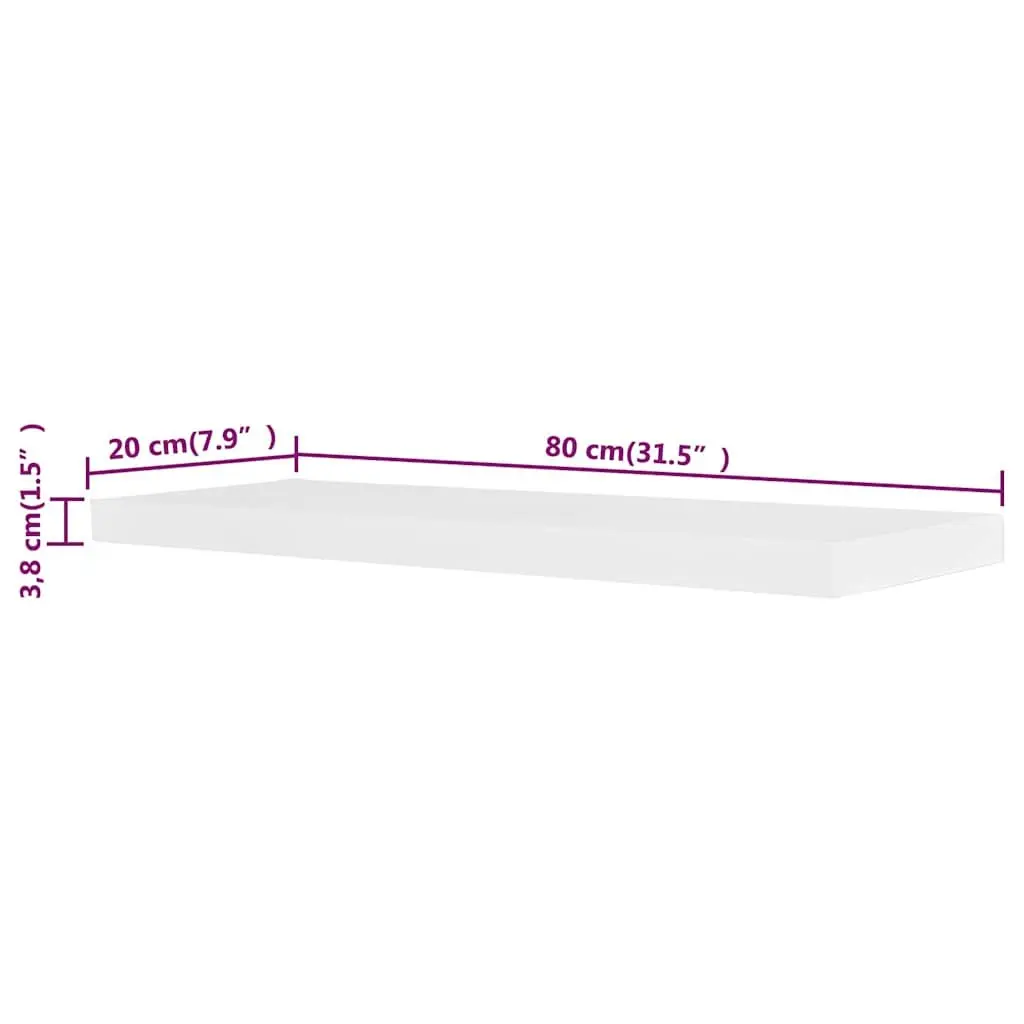 White MDF Wall Display Shelves Set of 2 Floating Book DVD Storage Hanging Ledges