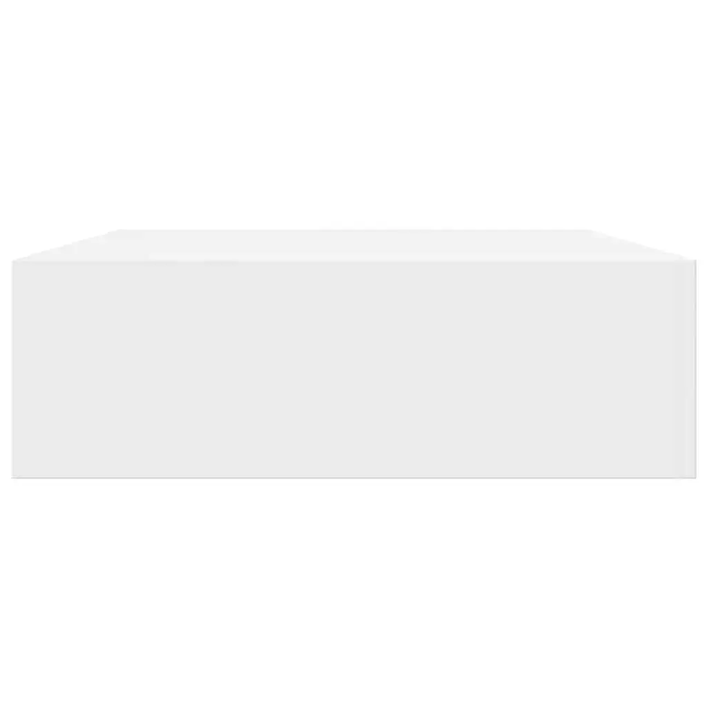 White Floating Wall Display Shelf with Drawer Book DVD Storage Organiser