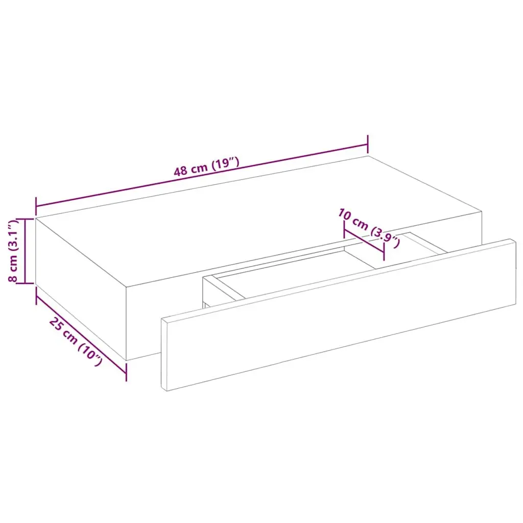 White Floating Wall Display Shelf with Drawer Book DVD Storage Organiser