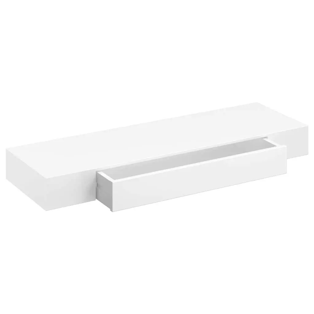 Wall Display Shelf for Home Decor White Floating Shelf with Drawer Storage