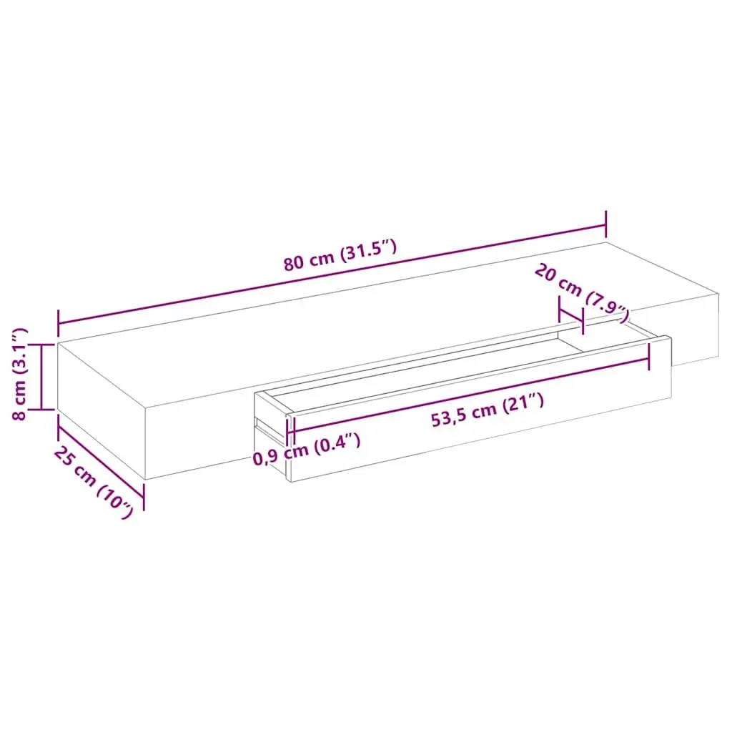Wall Display Shelf for Home Decor White Floating Shelf with Drawer Storage