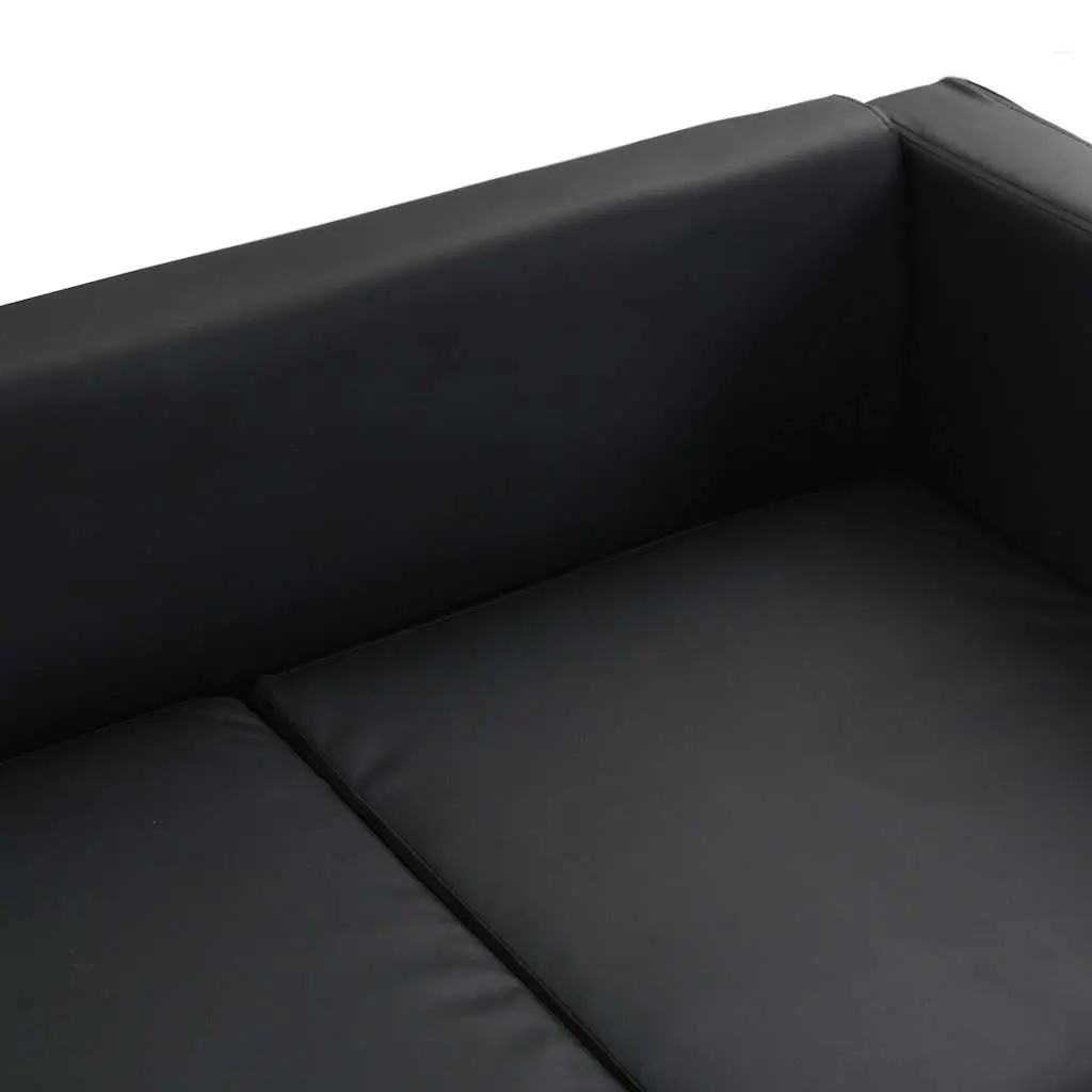 2-Seater Sofa Black Artificial Leather Compact Living Room Furniture Padded