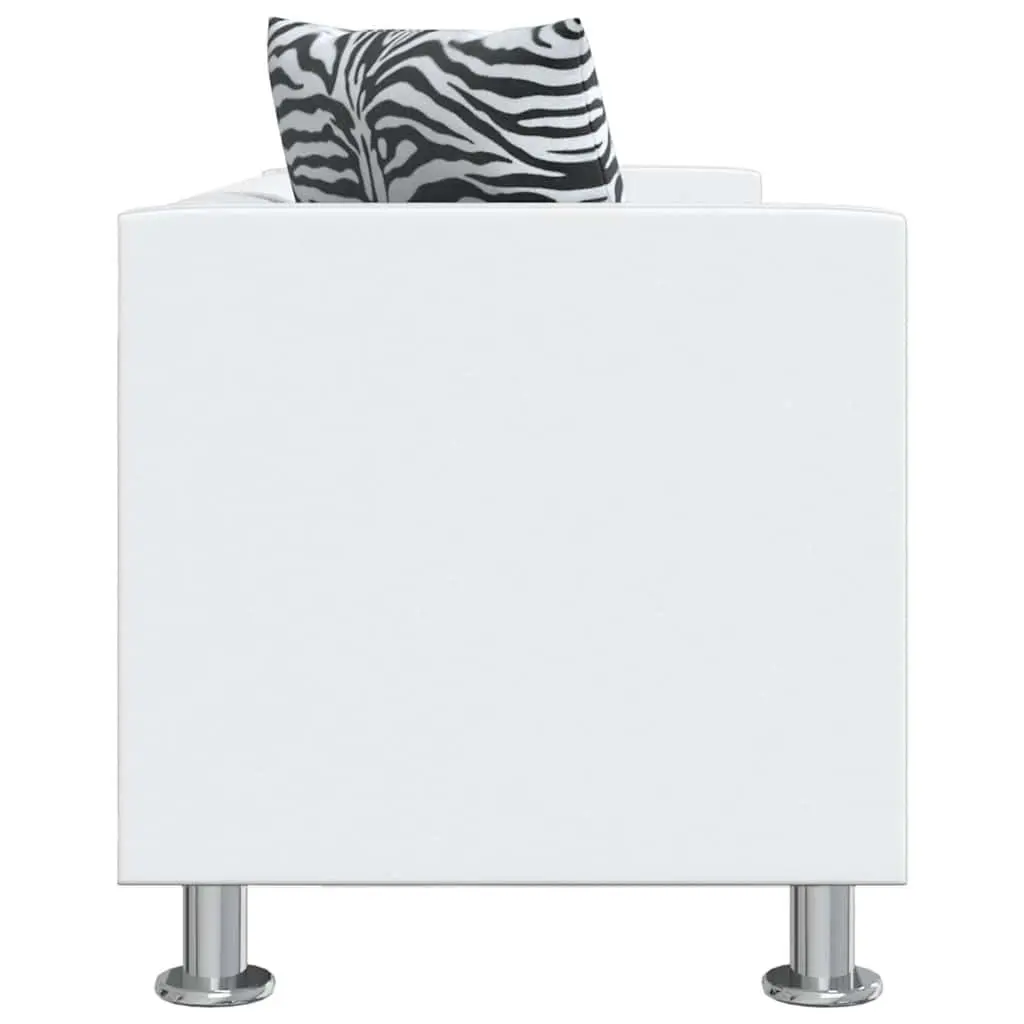2-Seater White Sofa with Cushions