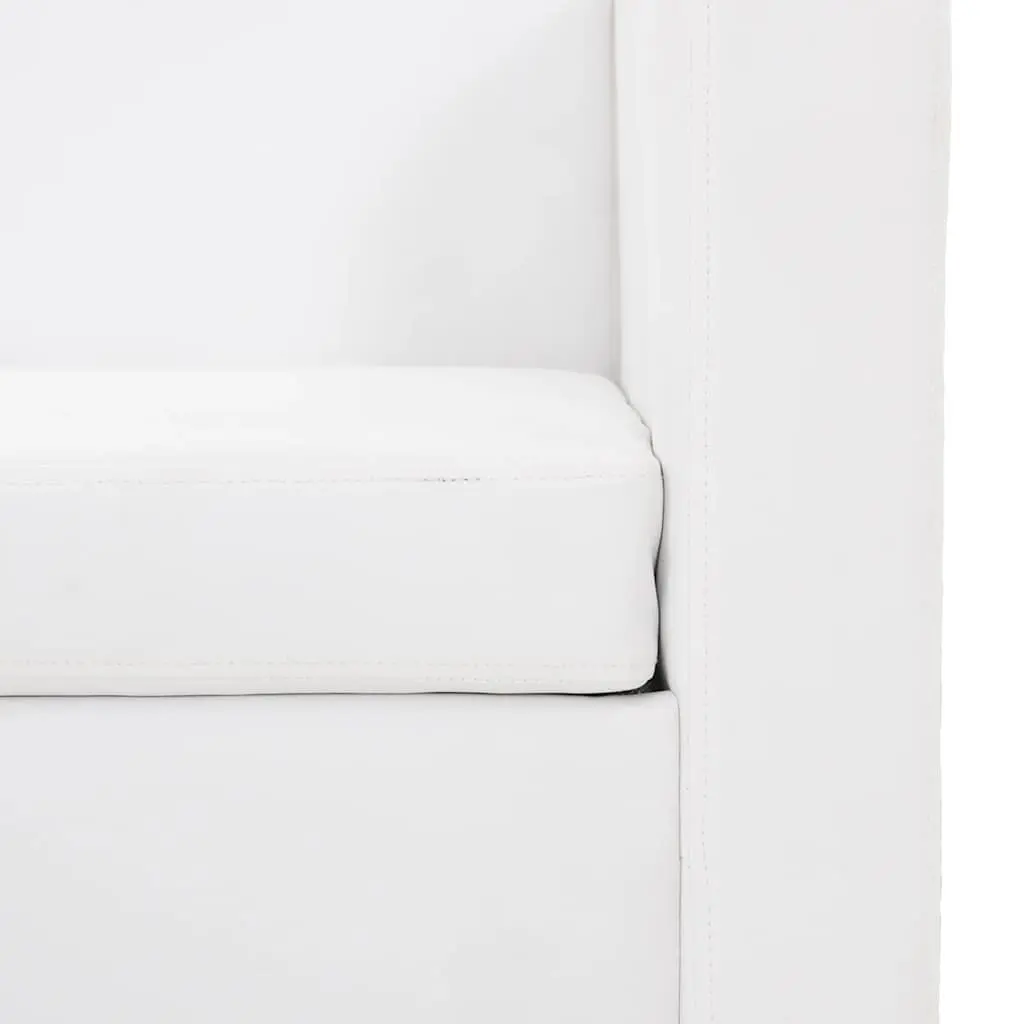 2-Seater White Sofa with Cushions