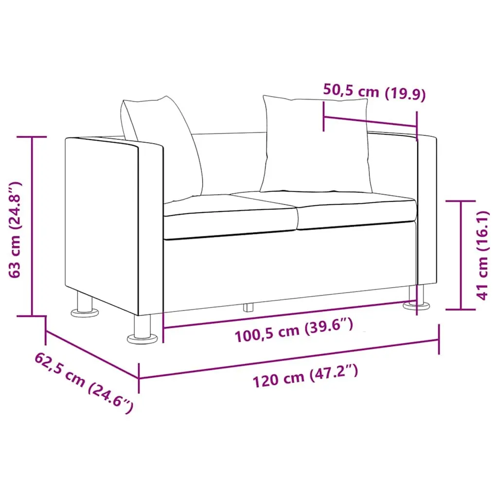 2-Seater White Sofa with Cushions