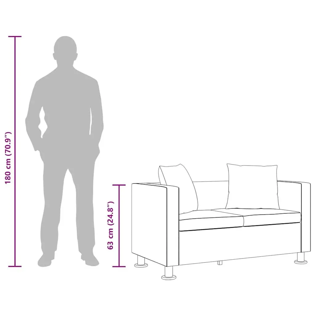 2-Seater White Sofa with Cushions