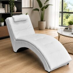 White Faux Leather Chaise Longue: Modern Design and Specs