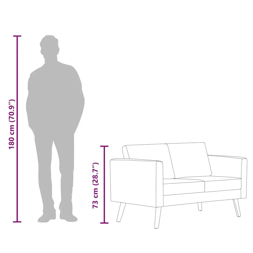 2-Seater Sofa Grey Fabric Couch Living Room
