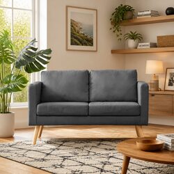 Grey Fabric 2-Seater Sofa: Specifications and Details
