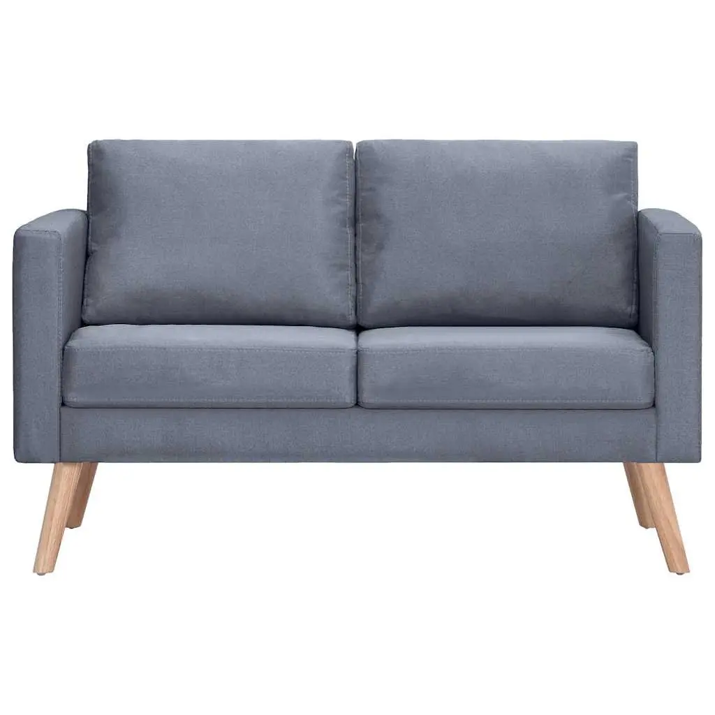 2-Seater Sofa Living Room Grey Fabric Couch