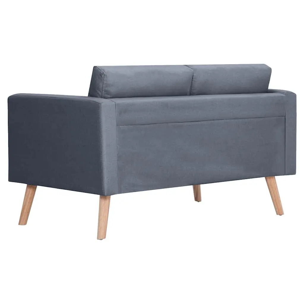 2-Seater Sofa Living Room Grey Fabric Couch