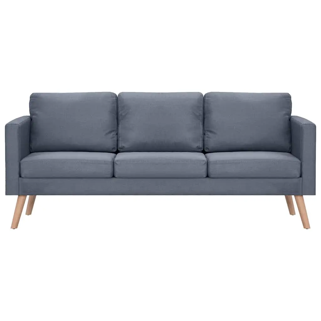 3-Seater Sofa Grey Fabric Couch Padded Cushions Removable Covers Living Room