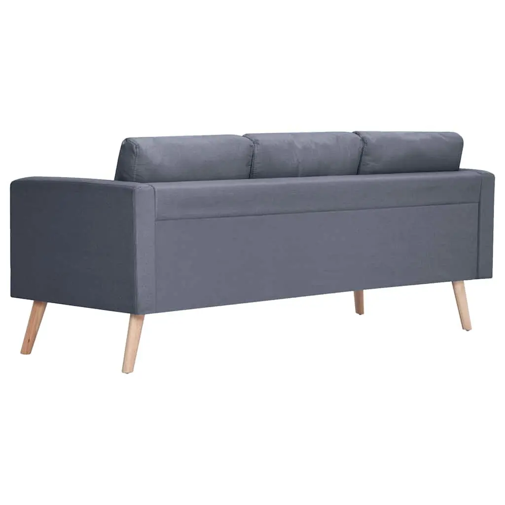 3-Seater Sofa Grey Fabric Couch Padded Cushions Removable Covers Living Room