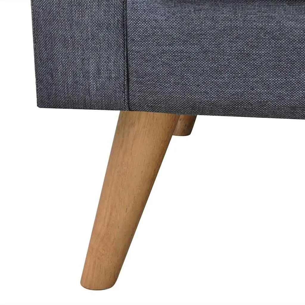 3-Seater Sofa Grey Fabric Couch Padded Cushions Removable Covers Living Room