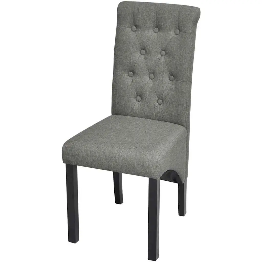 Light Grey Upholstered Dining Chairs Set of 2 with Wooden Structure