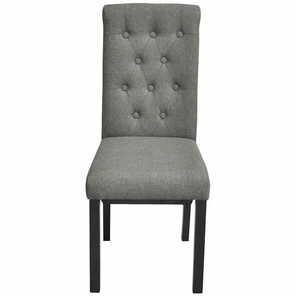 Light Grey Upholstered Dining Chairs Set of 2 with Wooden Structure